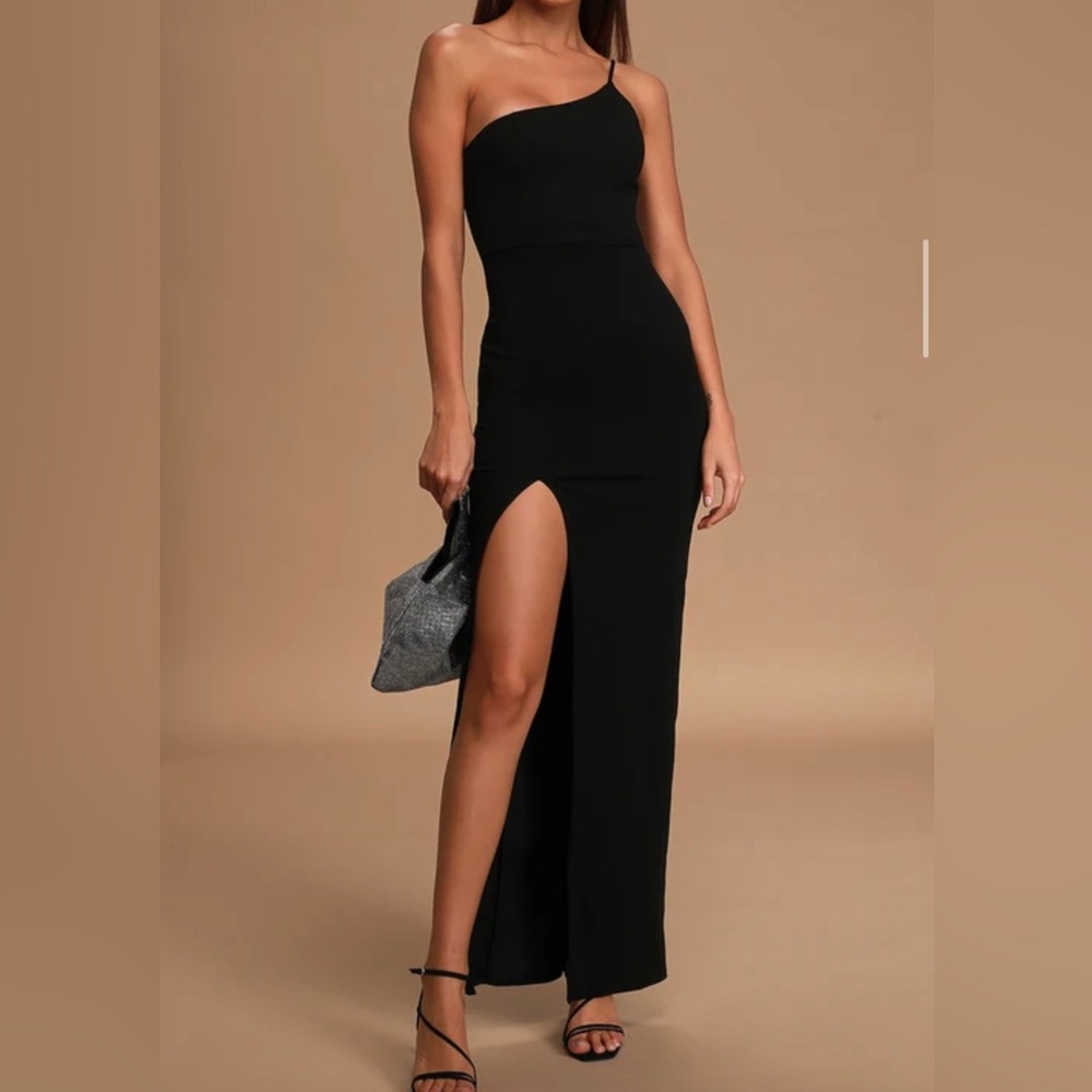 LULUS BLACK SLIT MAXI DRESS | NEW W/TAGS | Size XL | one shoulder